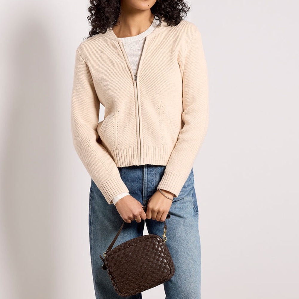 Evereve bomber Beige Knit Sweater